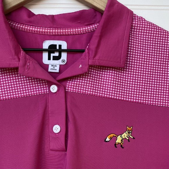 Footjoy Pink Fox Logo Golf Short Sleeve Polo Shirt | Size Medium - Picture 2 of 7
